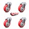 Service Caster 4 Inch Red Polyurethane Wheel Swivel Bolt Hole Caster Set SCC-BH20S414-PPUB-RED-4 - alternate 2
